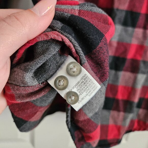 Men's Black Brown 1826 - Size L - Red, Grey &Black Plaid Flannel Button Up Shirt - Picture 5 of 9